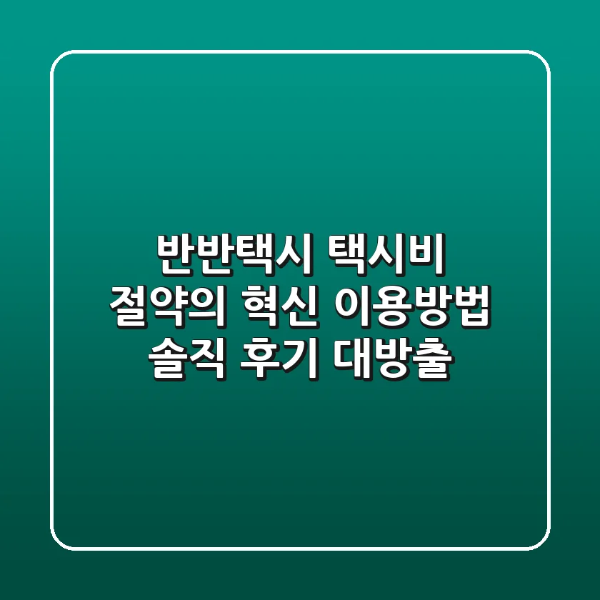 반반택시 택시비 절약의 혁신 이용방법 솔직 후기 대방출