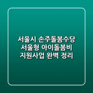 서울시 손주돌봄수당 서울형 아이돌봄비 지원사업 완벽 정리