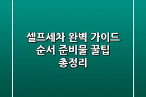 셀프세차 완벽 가이드 순서 준비물 꿀팁 총정리