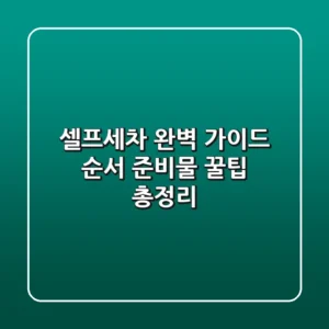 셀프세차 완벽 가이드 순서 준비물 꿀팁 총정리