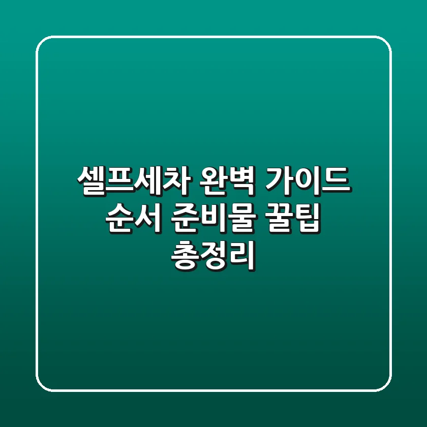 셀프세차 완벽 가이드 순서 준비물 꿀팁 총정리