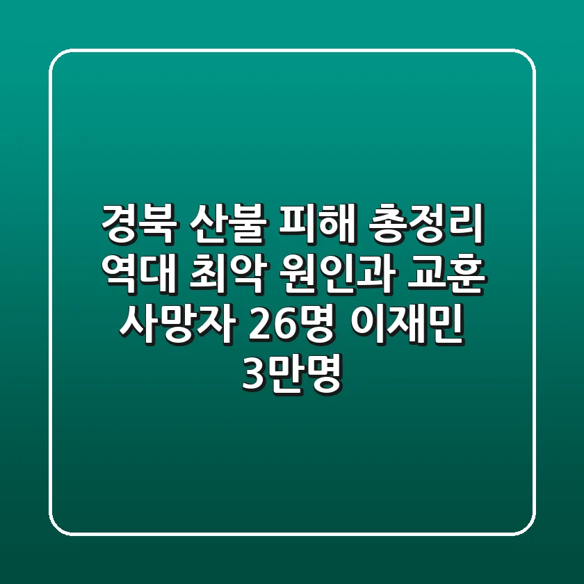 경북 산불 피해 총정리 역대 최악 원인과 교훈 사망자 26명 이재민 3만명