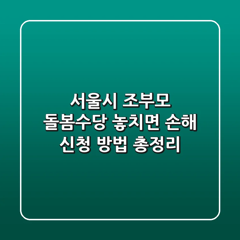 서울시 조부모 돌봄수당 놓치면 손해 신청 방법 총정리