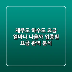 제주도 하수도 요금 얼마나 나올까 업종별 요금 완벽 분석