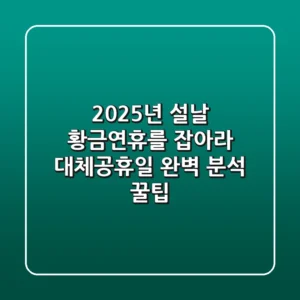 2025년 설날, 황금연휴를 잡아라! 대체공휴일 완벽 분석 꿀팁