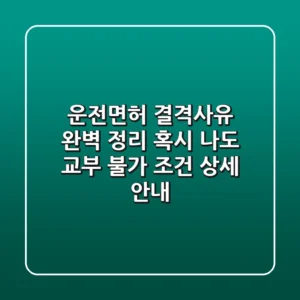 운전면허 결격사유 완벽 정리! 🚦 혹시 나도? 교부 불가 조건 상세 안내