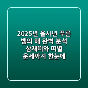 2025년 을사년, 푸른 뱀의 해 완벽 분석! 삼재띠와 띠별 운세까지 한눈에!