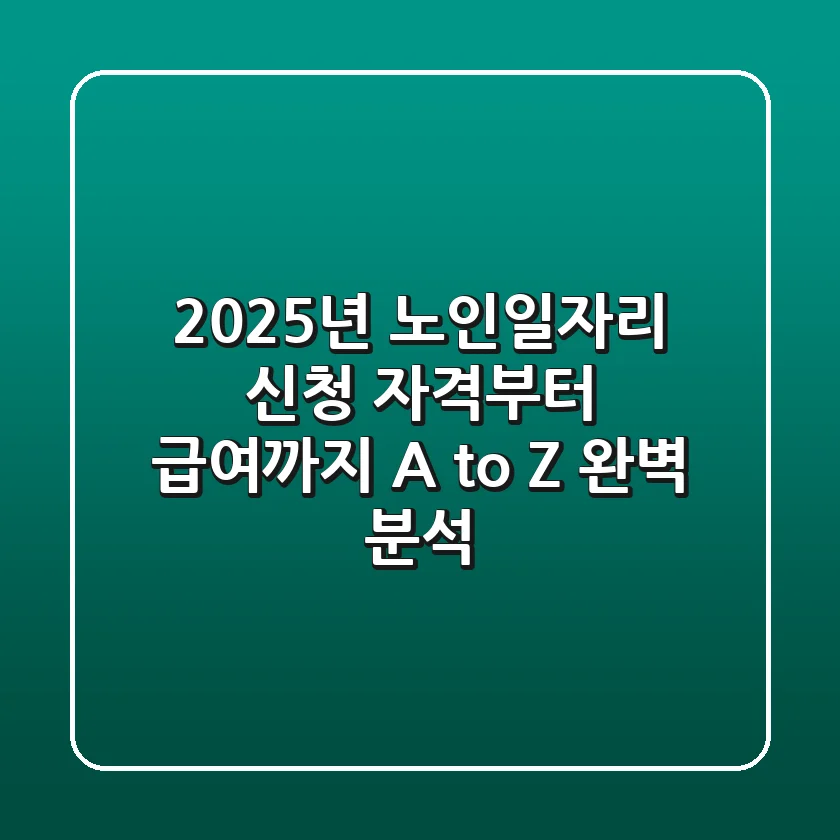 2025년 노인일자리: 신청 자격부터 급여까지, A to Z 완벽 분석!