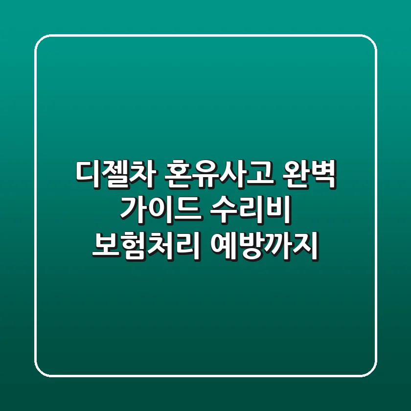 디젤차 혼유사고 완벽 가이드: 수리비, 보험처리, 예방까지!