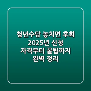 청년수당, 놓치면 후회! 2025년 신청 자격부터 꿀팁까지 완벽 정리