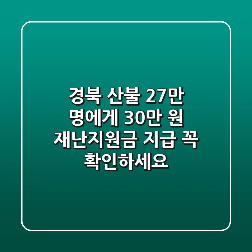 경북 산불, 27만 명에게 30만 원 재난지원금 지급! 꼭 확인하세요