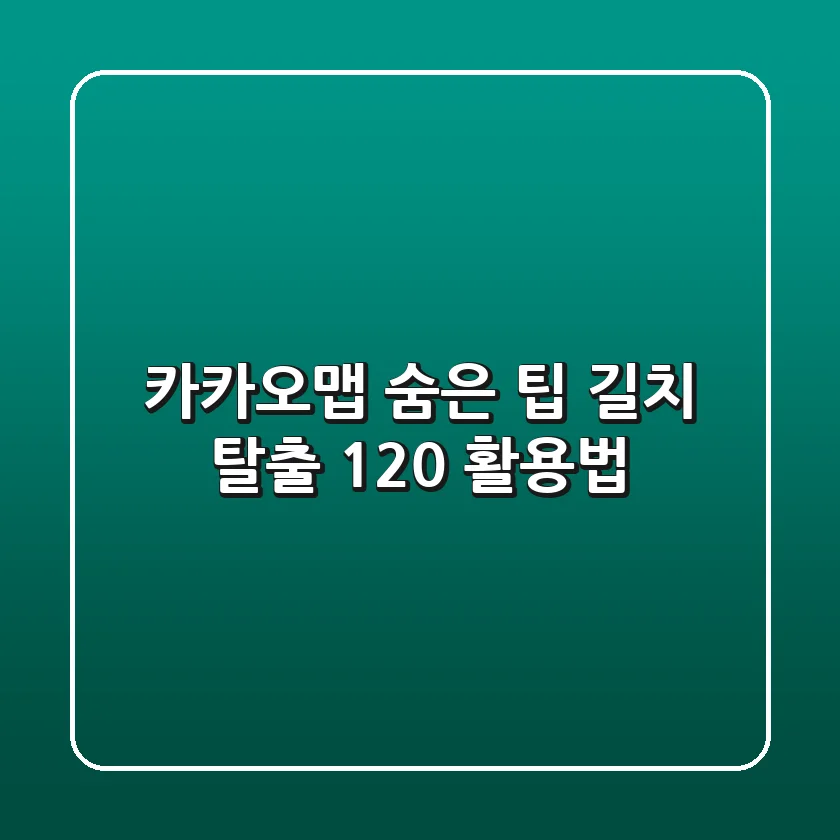 카카오맵 숨은 팁: 길치 탈출, 120% 활용법