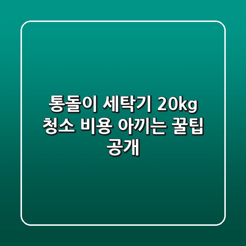 통돌이 세탁기 20kg 청소, 비용 아끼는 꿀팁 공개!