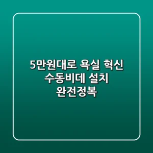 5만원대로 욕실 혁신! 수동비데 설치 완전정복