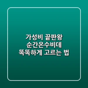 가성비 끝판왕! 순간온수비데 똑똑하게 고르는 법