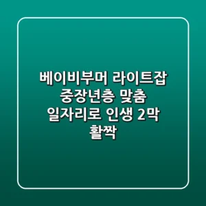 베이비부머 라이트잡: 중장년층 맞춤 일자리로 인생 2막 활짝!
