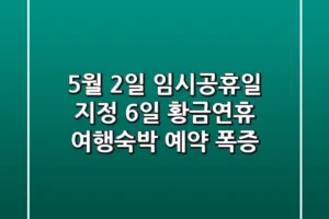 5월 2일 임시공휴일 지정? 6일 황금연휴 여행·숙박 예약 폭증!