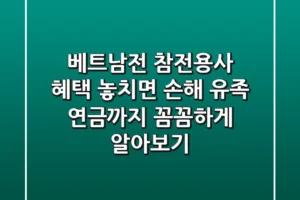 베트남전 참전용사 혜택, 놓치면 손해! 유족 연금까지 꼼꼼하게 알아보기