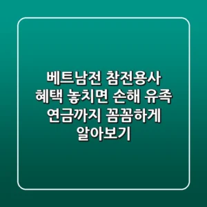 베트남전 참전용사 혜택, 놓치면 손해! 유족 연금까지 꼼꼼하게 알아보기