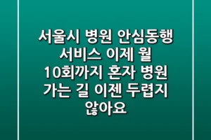서울시 병원 안심동행 서비스, 이제 월 10회까지! 혼자 병원 가는 길, 이젠 두렵지 않아요!