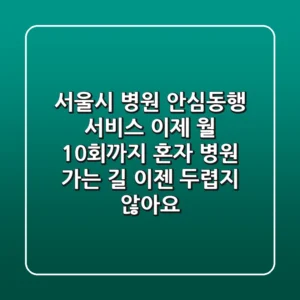 서울시 병원 안심동행 서비스, 이제 월 10회까지! 혼자 병원 가는 길, 이젠 두렵지 않아요!