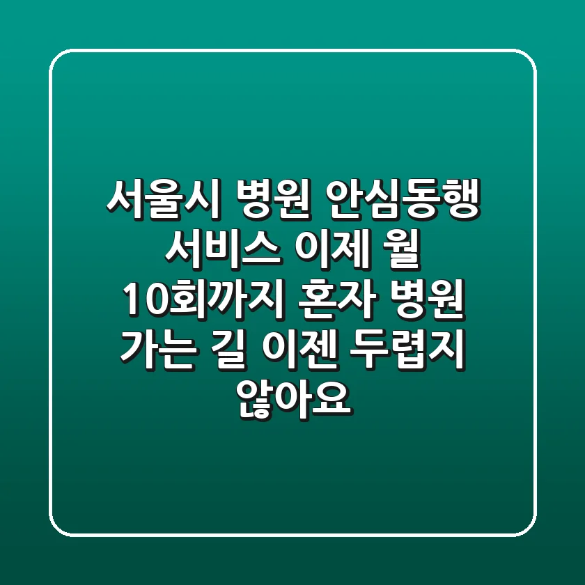 서울시 병원 안심동행 서비스, 이제 월 10회까지! 혼자 병원 가는 길, 이젠 두렵지 않아요!