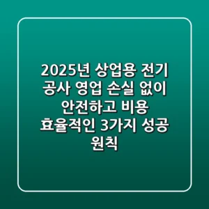 2025년 상업용 전기 공사, 영업 손실 없이 안전하고 비용 효율적인 3가지 성공 원칙