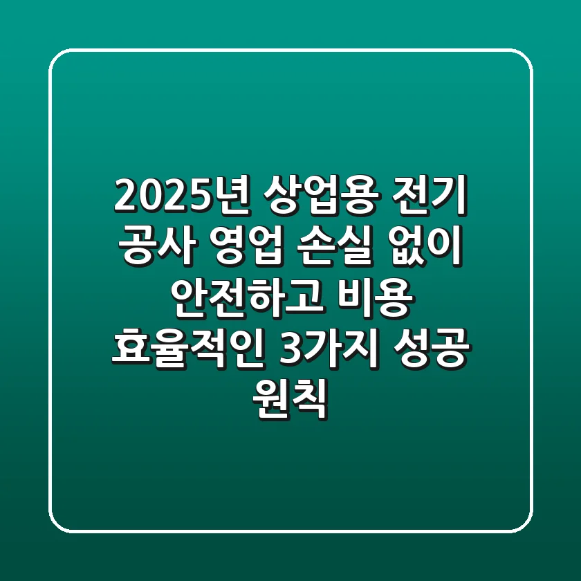2025년 상업용 전기 공사, 영업 손실 없이 안전하고 비용 효율적인 3가지 성공 원칙