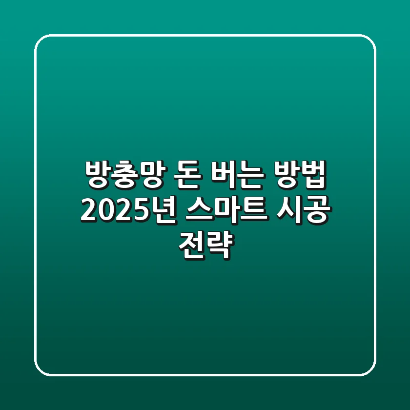 방충망, 돈 버는 방법? 2025년 스마트 시공 전략!