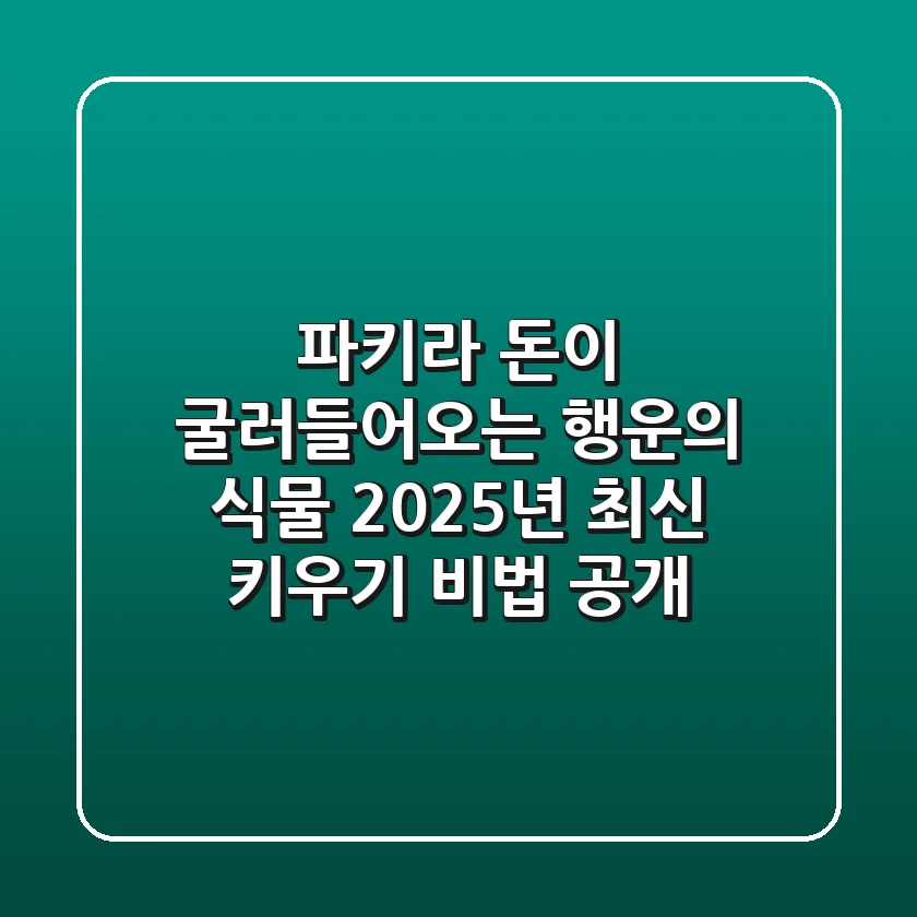 파키라: 돈이 굴러들어오는 행운의 식물, 2025년 최신 키우기 비법 공개!