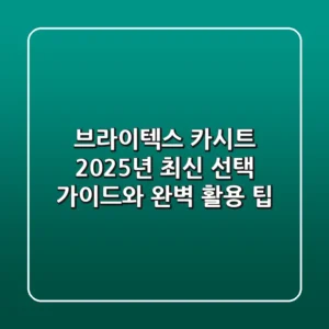 브라이텍스 카시트, 2025년 최신 선택 가이드와 완벽 활용 팁