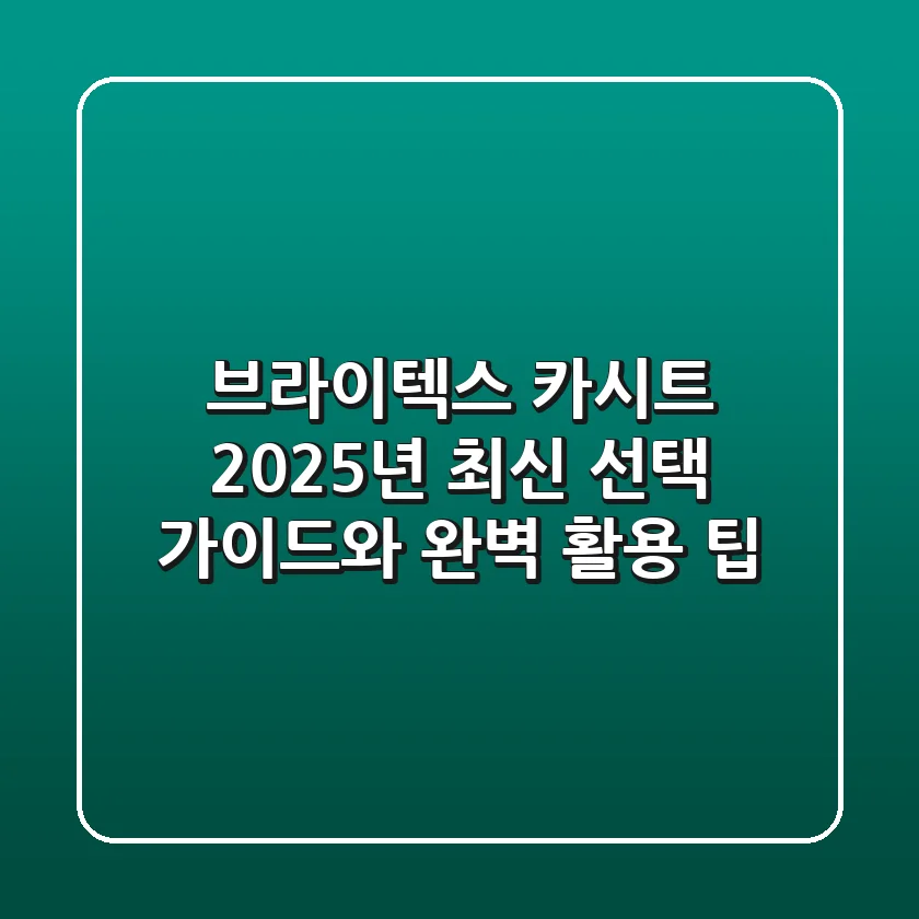 브라이텍스 카시트, 2025년 최신 선택 가이드와 완벽 활용 팁