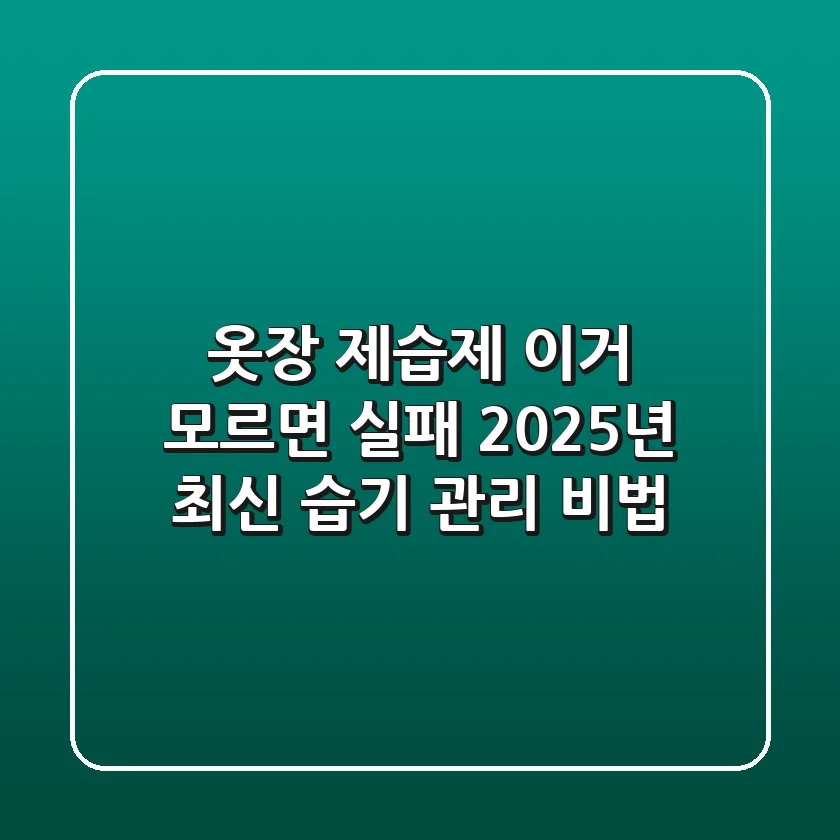 옷장 제습제, 이거 모르면 실패! 2025년 최신 습기 관리 비법
