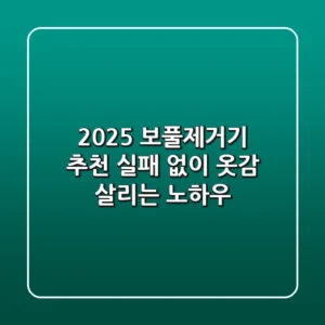 2025 보풀제거기 추천: 실패 없이 옷감 살리는 노하우