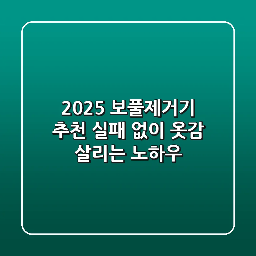 2025 보풀제거기 추천: 실패 없이 옷감 살리는 노하우
