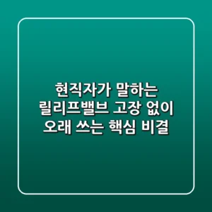 현직자가 말하는 릴리프밸브, 고장 없이 오래 쓰는 핵심 비결