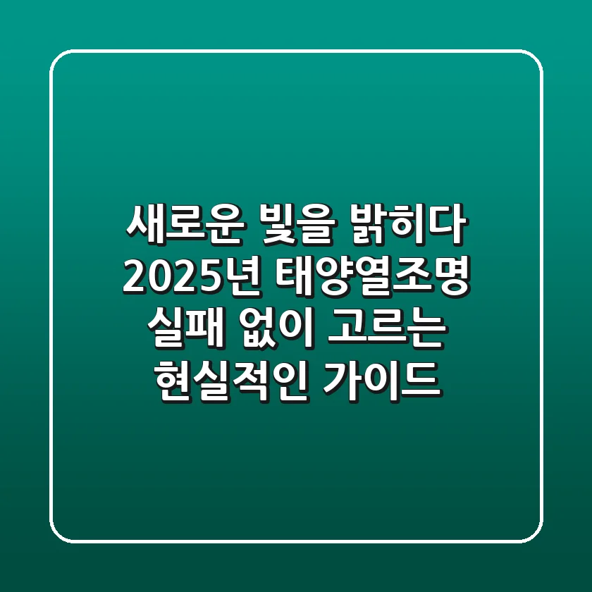새로운 빛을 밝히다: 2025년 태양열조명, 실패 없이 고르는 현실적인 가이드
