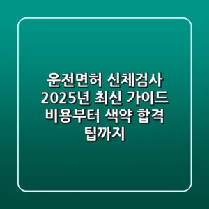 운전면허 신체검사, 2025년 최신 가이드: 비용부터 색약 합격 팁까지