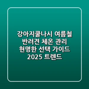 강아지쿨나시, 여름철 반려견 체온 관리! 현명한 선택 가이드 (2025 트렌드)