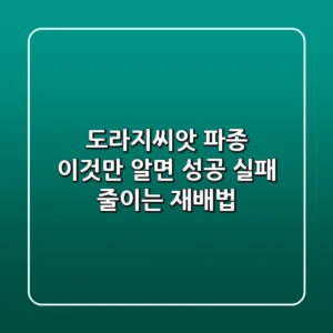 도라지씨앗 파종, 이것만 알면 성공! 실패 줄이는 재배법