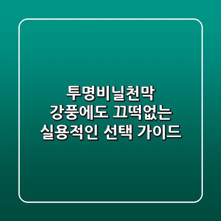 투명비닐천막, 강풍에도 끄떡없는 실용적인 선택 가이드