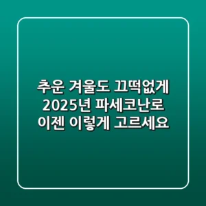 추운 겨울도 끄떡없게! 2025년 파세코난로, 이젠 이렇게 고르세요
