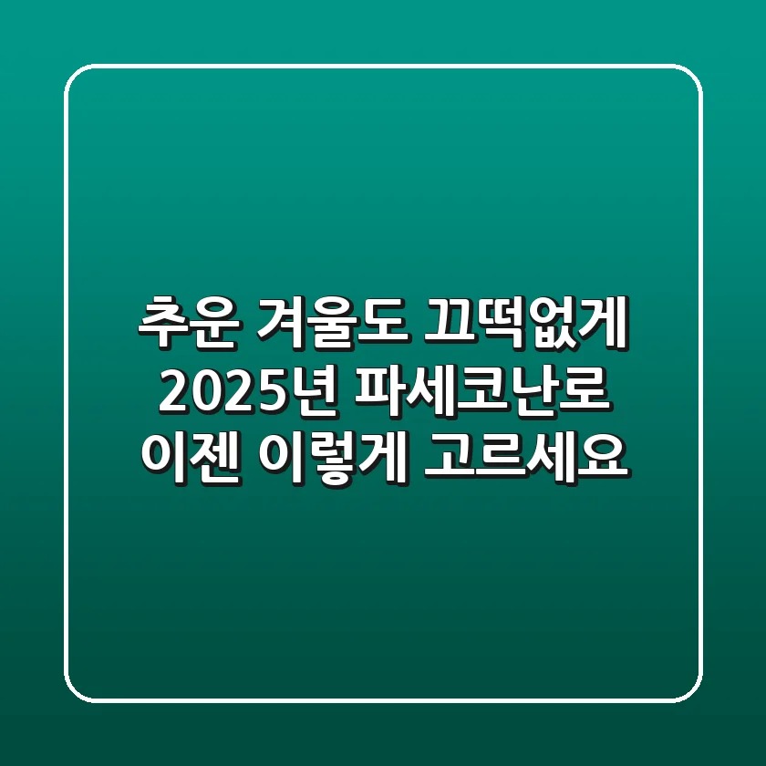추운 겨울도 끄떡없게! 2025년 파세코난로, 이젠 이렇게 고르세요