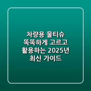 차량용 물티슈, 똑똑하게 고르고 활용하는 2025년 최신 가이드