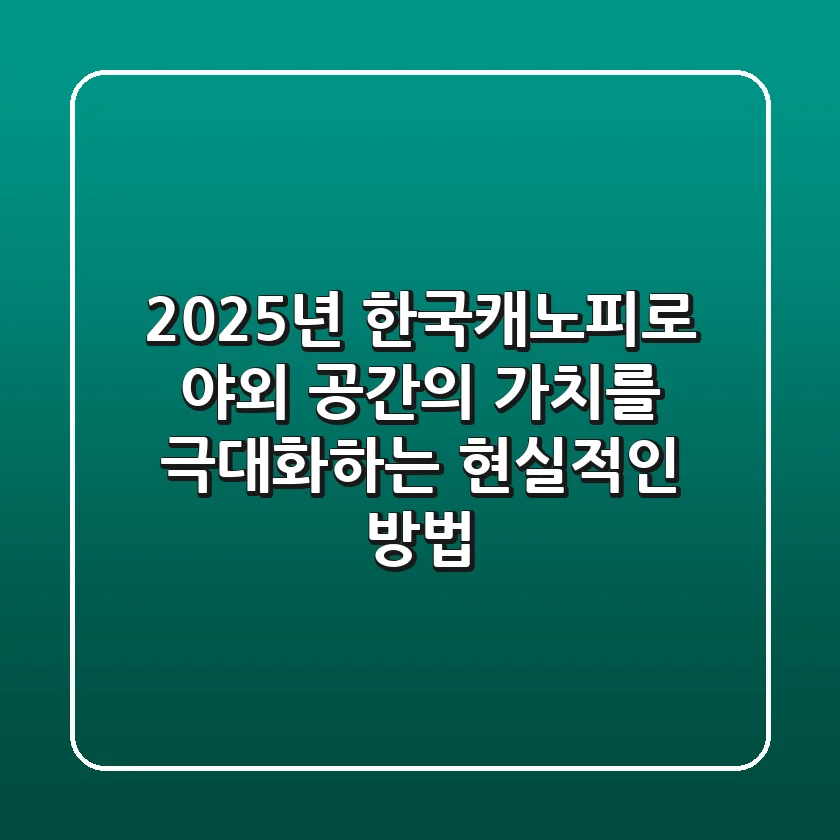 2025년, 한국캐노피로 야외 공간의 가치를 극대화하는 현실적인 방법