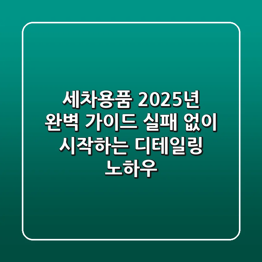 세차용품, 2025년 완벽 가이드: 실패 없이 시작하는 디테일링 노하우