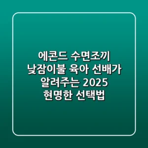 에콘드 수면조끼 낮잠이불, 육아 선배가 알려주는 2025 현명한 선택법
