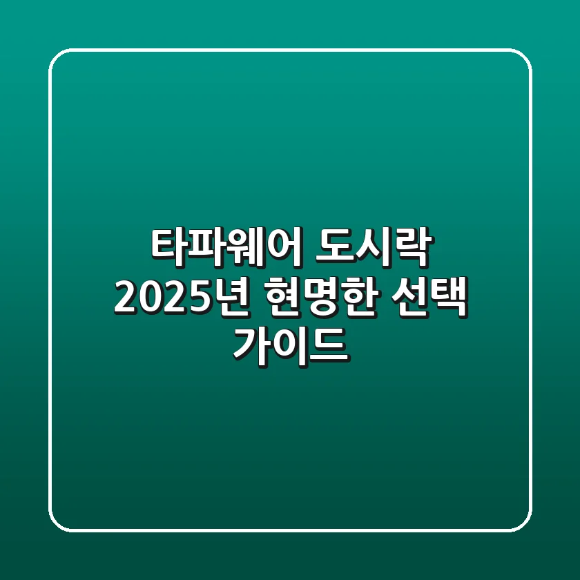 타파웨어 도시락, 2025년 현명한 선택 가이드
