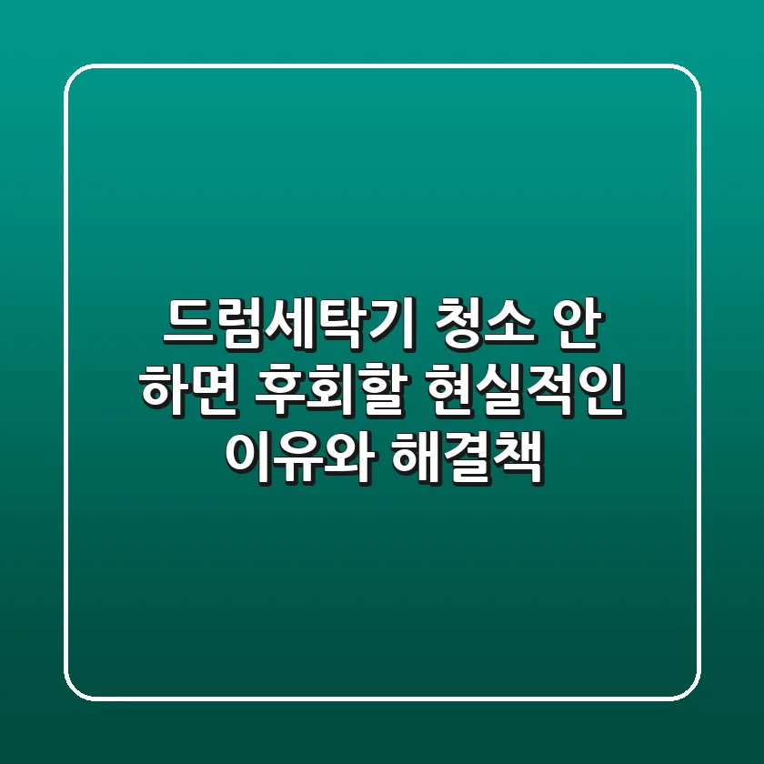 드럼세탁기 청소? 안 하면 후회할 현실적인 이유와 해결책