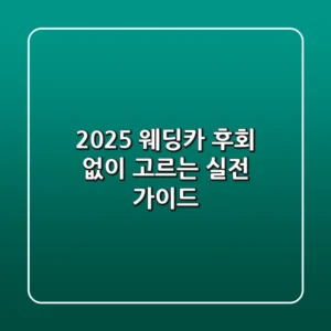 2025 웨딩카, 후회 없이 고르는 실전 가이드